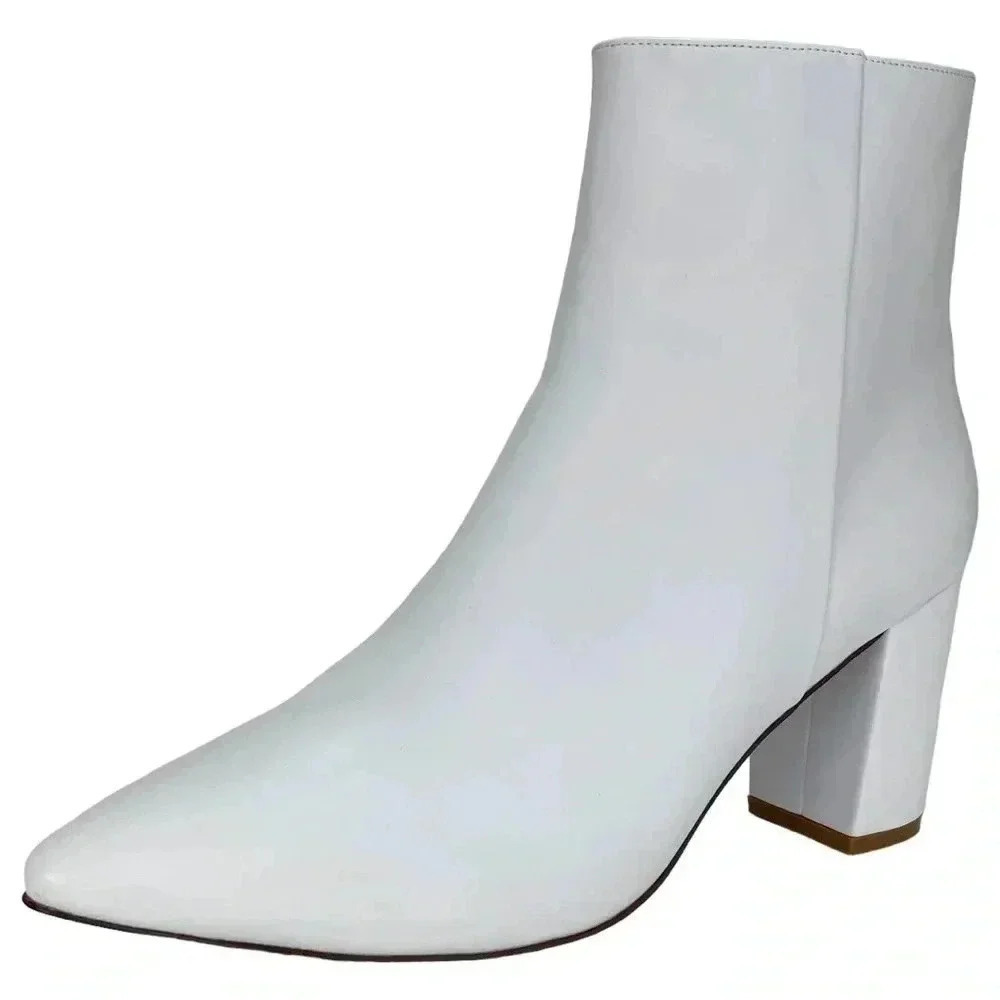SMASH Shoes Chiku White Faux Leather Womens Ankle Boots Size 11W - Picture 2 of 13